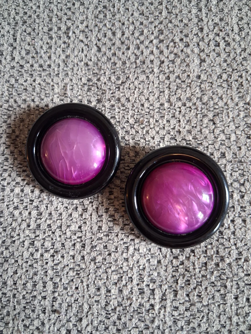 Classic Round Vintage Purple Button-Style Clip On Earrings